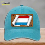 Luxemboury Flag Scroll Novelty License Plate Hat Unconstructed Cotton / Lake Blue