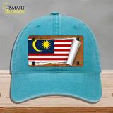 Malaysia Flag Scroll Novelty License Plate Hat Unconstructed Cotton / Lake Blue