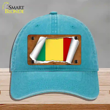 Mali Flag Scroll Novelty License Plate Hat Unconstructed Cotton / Lake Blue