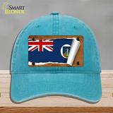 Montserrat Flag Scroll Novelty License Plate Hat Unconstructed Cotton / Lake Blue