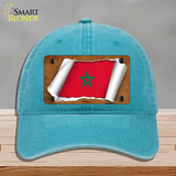 Morocco Flag Scroll Novelty License Plate Hat Unconstructed Cotton / Lake Blue