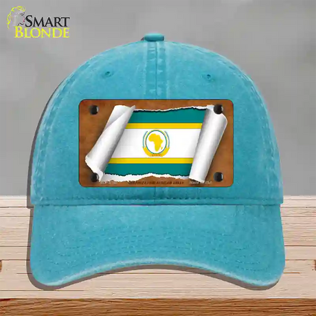 Organization African Unity Flag Scroll Novelty License Plate Hat Unconstructed Cotton / Lake Blue