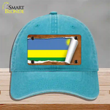 Rwanda Flag Scroll Novelty License Plate Hat Unconstructed Cotton / Lake Blue