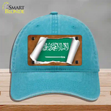 Saudi Arabia Flag Scroll Novelty License Plate Hat Unconstructed Cotton / Lake Blue