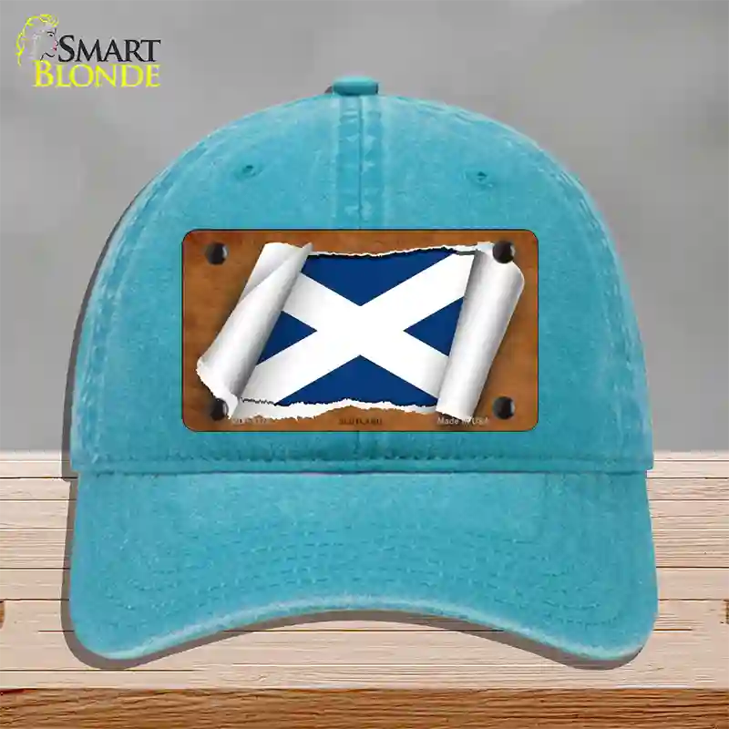 Scotland Flag Scroll Novelty License Plate Hat Unconstructed Cotton / Lake Blue