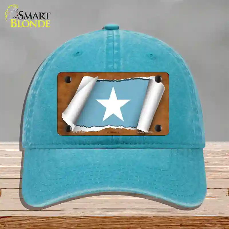 Somalia Flag Scroll Novelty License Plate Hat Unconstructed Cotton / Lake Blue