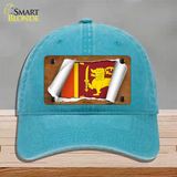 Sri Lanka Flag Scroll Novelty License Plate Hat Unconstructed Cotton / Lake Blue