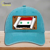 Syria Flag Scroll Novelty License Plate Hat Unconstructed Cotton / Lake Blue