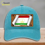 Tajikistan Flag Scroll Novelty License Plate Hat Unconstructed Cotton / Lake Blue