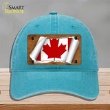 Canada Flag Scroll Novelty License Plate Hat Unconstructed Cotton / Lake Blue