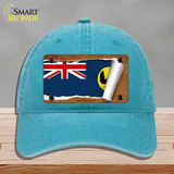 South Australia Flag Scroll Novelty License Plate Hat Unconstructed Cotton / Lake Blue