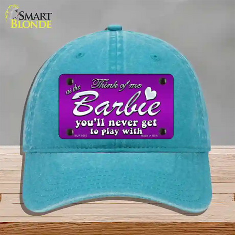 Barbie Never Play Novelty License Plate Hat Unconstructed Cotton / Lake Blue