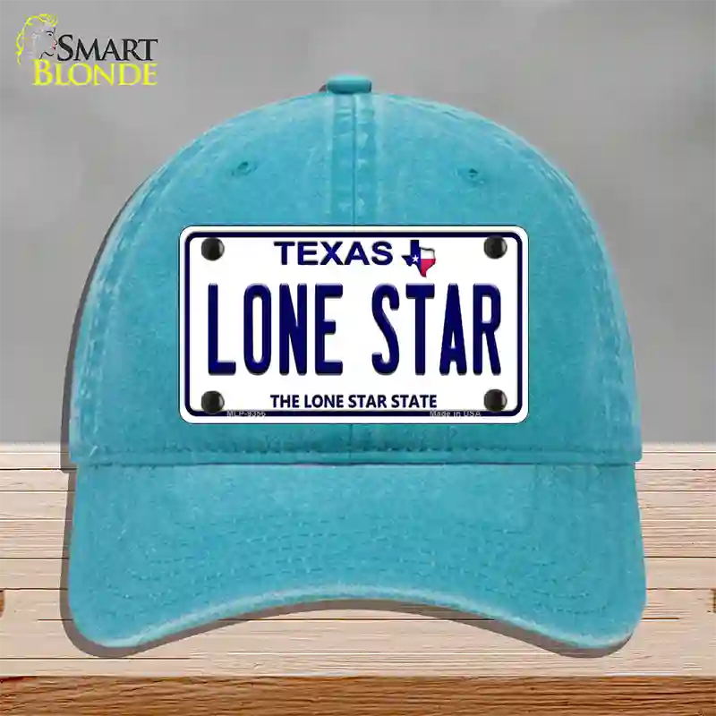 Lone Star Texas Novelty License Plate Hat Unconstructed Cotton / Lake Blue