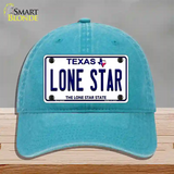 Lone Star Texas Novelty License Plate Hat Unconstructed Cotton / Lake Blue