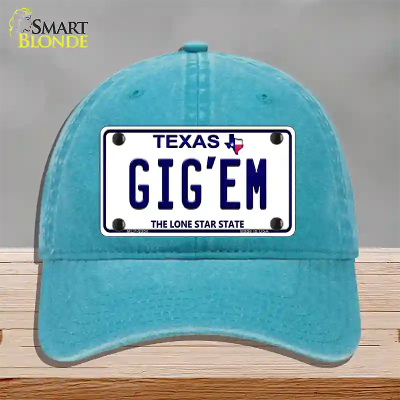 Gigem Texas Novelty License Plate Hat Unconstructed Cotton / Lake Blue