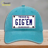 Gigem Texas Novelty License Plate Hat Unconstructed Cotton / Lake Blue