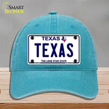 Texas Novelty License Plate Hat Unconstructed Cotton / Lake Blue