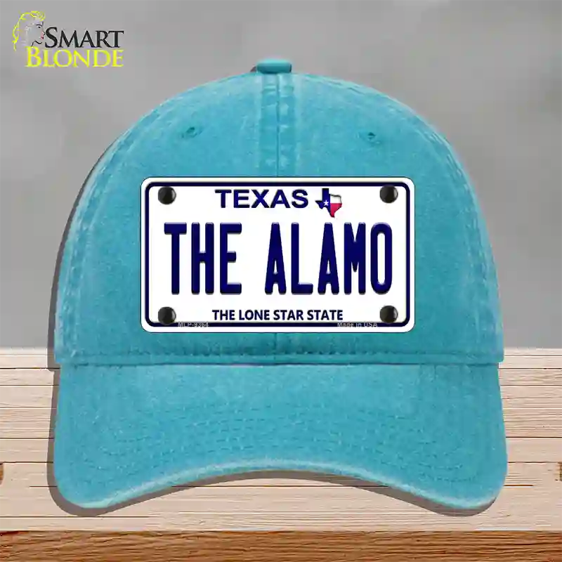 Alamo Texas Novelty License Plate Hat Unconstructed Cotton / Lake Blue