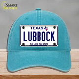 Lubbock Texas Novelty License Plate Hat Unconstructed Cotton / Lake Blue