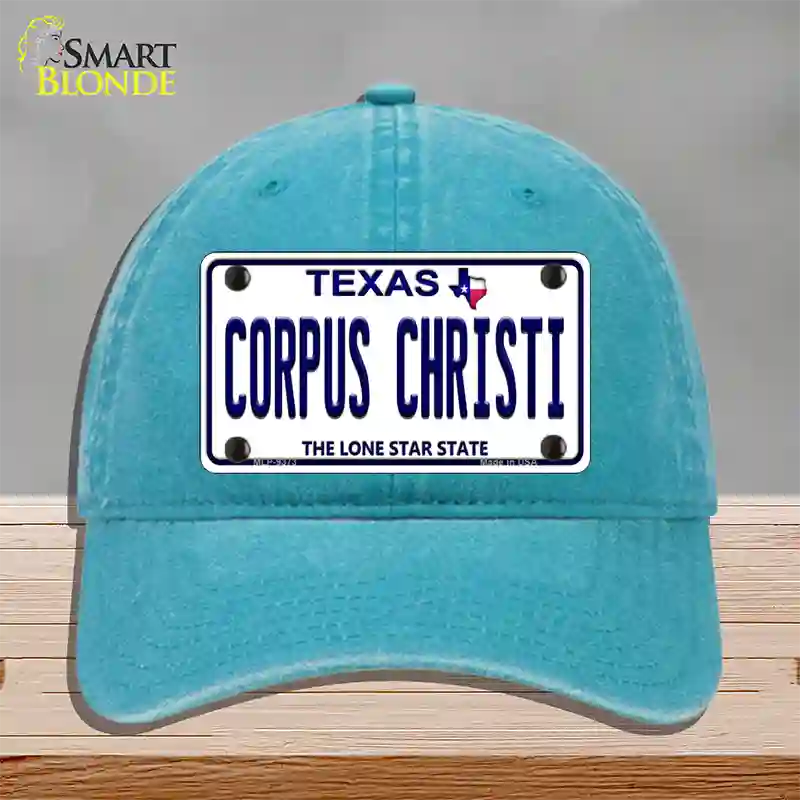 Corpus Christi Texas Novelty License Plate Hat Unconstructed Cotton / Lake Blue