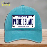 Padre Island Texas Novelty License Plate Hat Unconstructed Cotton / Lake Blue