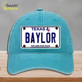 Baylor Texas Novelty License Plate Hat Unconstructed Cotton / Lake Blue