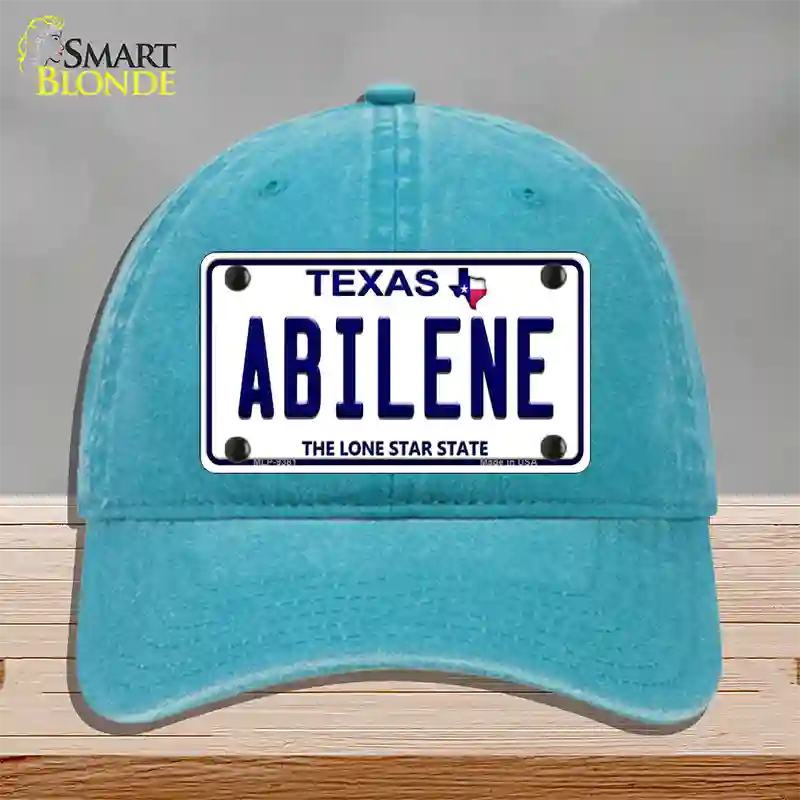 Abilene Texas Novelty License Plate Hat Unconstructed Cotton / Lake Blue