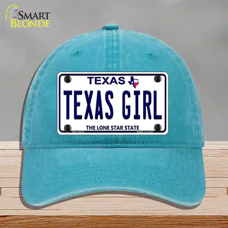 Texas Girl Texas Novelty License Plate Hat Unconstructed Cotton / Lake Blue