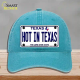 Hot in Texas Novelty License Plate Hat Unconstructed Cotton / Lake Blue