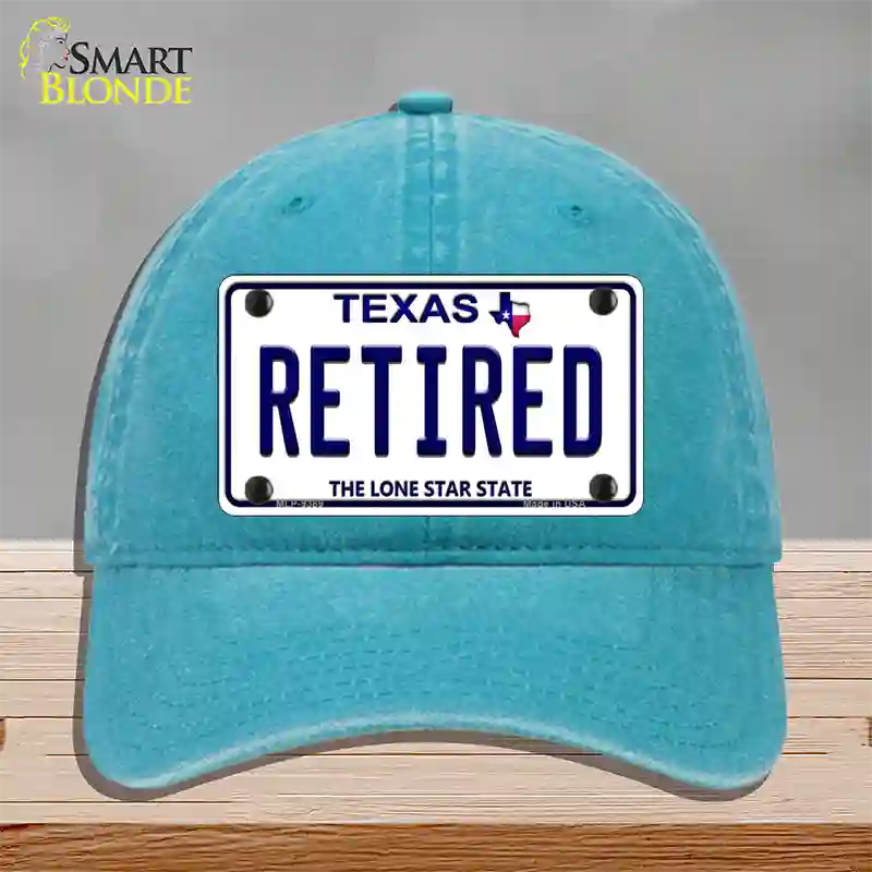 Retired Texas Novelty License Plate Hat Unconstructed Cotton / Lake Blue