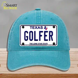 Golfer Texas Novelty License Plate Hat Unconstructed Cotton / Lake Blue