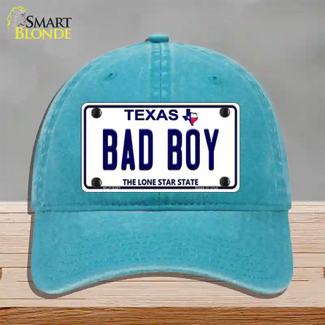 Bad Boy Texas Novelty License Plate Hat Unconstructed Cotton / Lake Blue