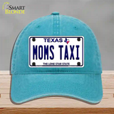 Moms Taxi Texas Novelty License Plate Hat Unconstructed Cotton / Lake Blue