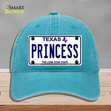 Princess Texas Novelty License Plate Hat Unconstructed Cotton / Lake Blue