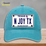 N Joy TX Texas Novelty License Plate Hat Unconstructed Cotton / Lake Blue