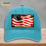 American Vintage Flag Novelty License Plate Hat Unconstructed Cotton / Lake Blue