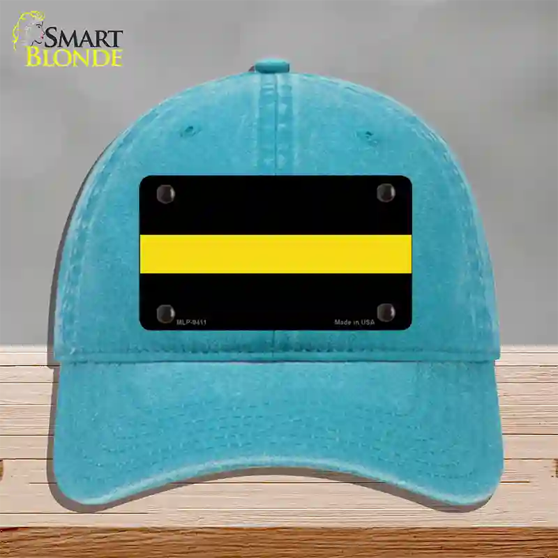 Thin Yellow Line Novelty License Plate Hat Unconstructed Cotton / Lake Blue