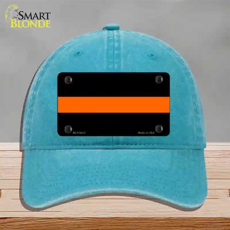 Thin Orange Line Novelty License Plate Hat Unconstructed Cotton / Lake Blue