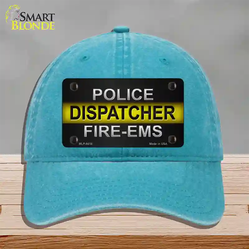 Police / Dispatcher / Fire- EMS Novelty License Plate Hat Unconstructed Cotton / Lake Blue