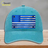 Blue American Flag Thin White Line Novelty License Plate Hat Unconstructed Cotton / Lake Blue