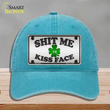 Shit Me Kissed Face Novelty License Plate Hat Unconstructed Cotton / Lake Blue