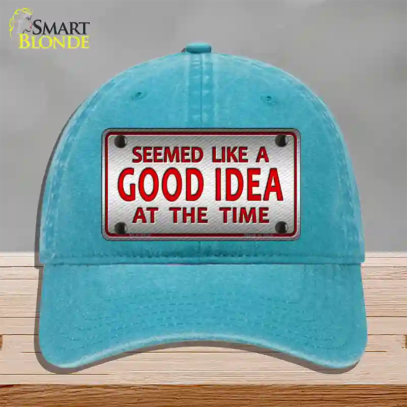 Seemed Like A Good Idea Novelty License Plate Hat Unconstructed Cotton / Lake Blue