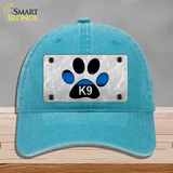 Thin Blue Line Paw K-9 Novelty License Plate Hat Unconstructed Cotton / Lake Blue