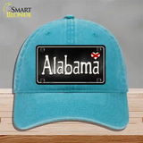 Alabama Flag Script Novelty License Plate Hat Unconstructed Cotton / Lake Blue