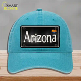 Arizona Flag Script Novelty License Plate Hat Unconstructed Cotton / Lake Blue