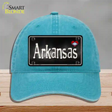 Arkansas Flag Script Novelty License Plate Hat Unconstructed Cotton / Lake Blue