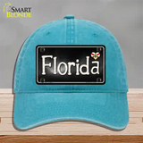 Florida Flag Script Novelty License Plate Hat Unconstructed Cotton / Lake Blue