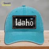 Idaho Flag Script Novelty License Plate Hat Unconstructed Cotton / Lake Blue