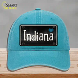 Indiana Flag Script Novelty License Plate Hat Unconstructed Cotton / Lake Blue