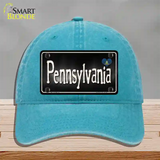 Pennsylvania Flag Script Novelty License Plate Hat Unconstructed Cotton / Lake Blue